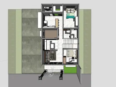 House 12x14m code 403- Sketchup 3D model