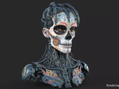 Cybernetic Humanoid Head High Detail 3D model