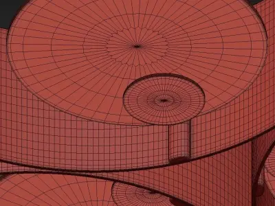 SOUND gold pendant light with four circles hanging from it 3D model