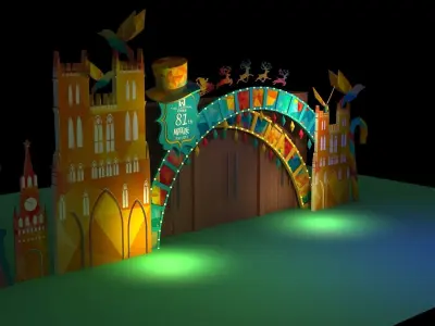 Christmas holiday magic hat door display 3D model