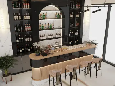 restaurants bar table  chair  plz open file press shift g Free 3D model