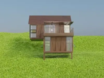 cabin on a hill house archiviz house exterior Low-poly 3D model