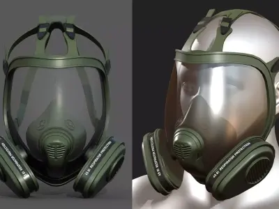 Gas mask helmet 3d model military combat fantasy  Low-poly 3D model 5