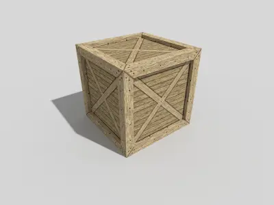 low poly wooden box Low-poly 3D model