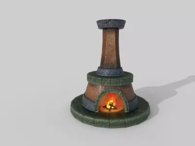 Fireplace lord of rings fire pit Low-poly 3D model