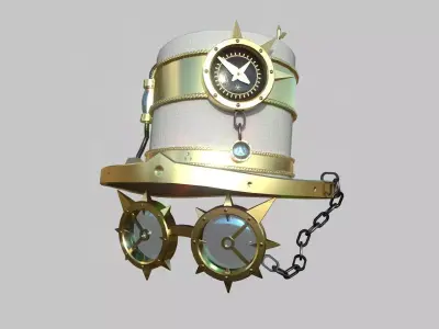 Steampunk Hat 02 White Gold - SciFi Character Design Low-poly 3D model