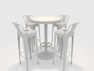 Bar Table And Chair 10 Low-poly 3D model
