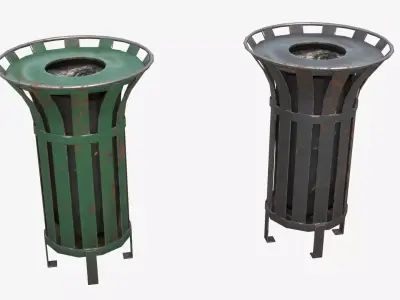 Street Trash Bin Low-poly 3D model