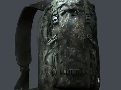 Backpack military combat Black baggage Low-poly 3D model