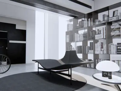 Livingroom modern living room with windows 3D model