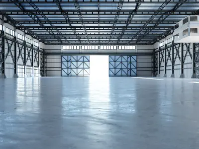 Industrial Hangar Hall Interior 3 Low-poly 3D model