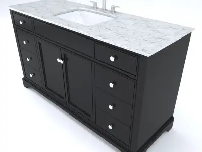Vanity-004B bathroom vanity with marble top 3D model