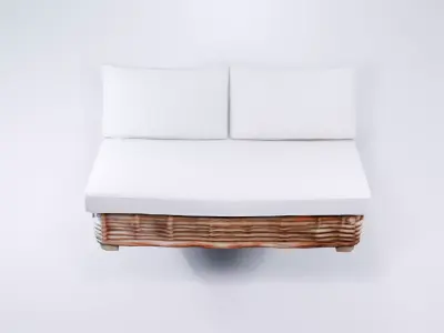 Stylized Low Poly Garden Loveseat  Outdoor 2-Seat Couch Model 3D model