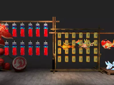 Pedestrian Street  Low-poly 3D model