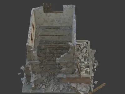 destroyed building Low-poly 3D model