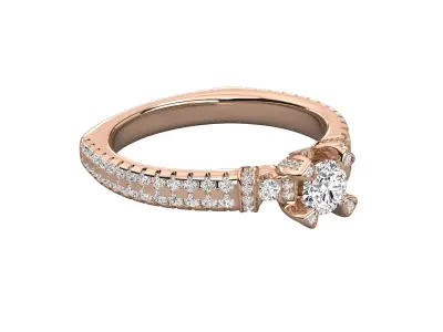 Round Diamond Engagement Ring CAD Design Checker Pave Band 3D print model