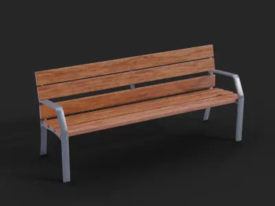Collection of three Tropical benches Low-Poly Low-poly 3D model