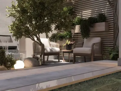  Villa garden landscape - 3D model 02 3D model