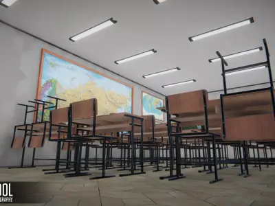 School - classroom of geography Low-poly 3D model