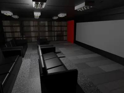 Cinema Room Low-poly 3D model