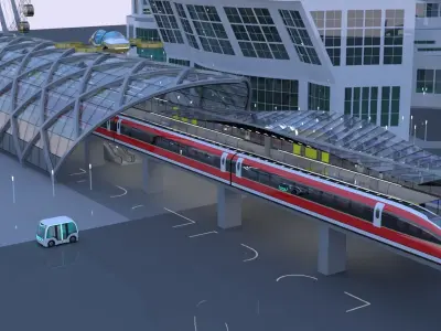 Future city with maglev 2023 3D model