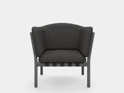 Armchair with fabric and wooden frame 3D model