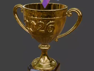 Stylized 3D 2026 Celebration Trophy Low-poly 3D model