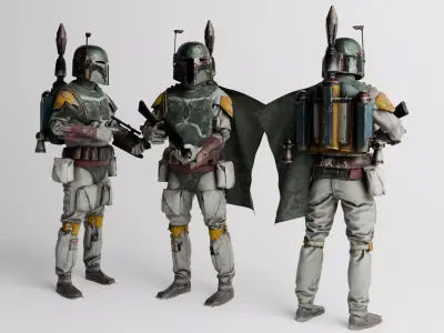 Boba Fett Low Poly  - Game Ready Rigged and Textured Character Low-poly 3D model