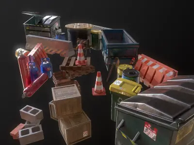 Industry Props Pack PBR Low-poly 3D model