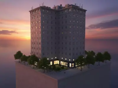 High-Rise Residential Building Low-poly 3D model
