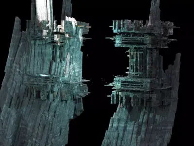 Sci fi Light gravity training arena cliffs 3D model