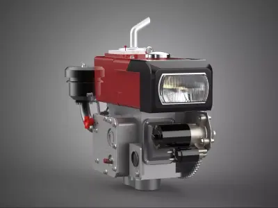 DIESEL ENGINE MACHINE HEADLIGHT HEADLAMP HEAD LAMP LIGHT BEAM 4S 3D model