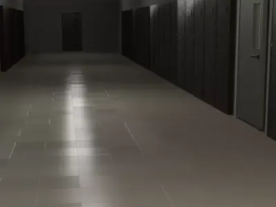 School corridor Low-poly 3D model