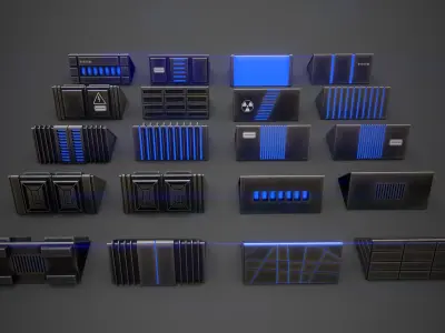 Sci-Fi Triangle Box Metal Low-poly 3D model