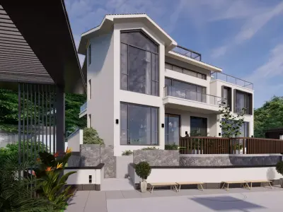 modern house design  lanscape design 3D model