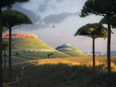 Futuristic Landform Park Masterplan 3D model