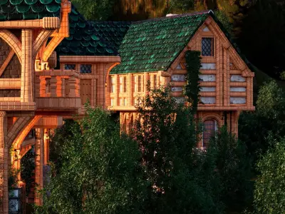 BIG Fantasy house pack Low-poly 3D model