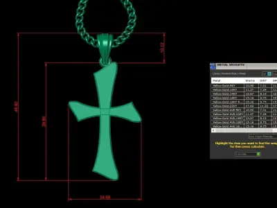 Light Gold 18K Cross Pendant 1CP034 3D print model