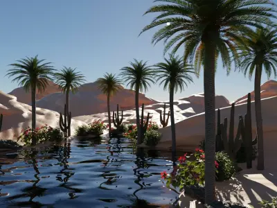 Desert landscape scene made with blender 3D model