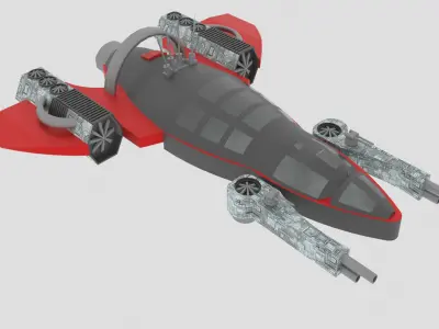 Space - Z Spaceship Low-poly 3D model