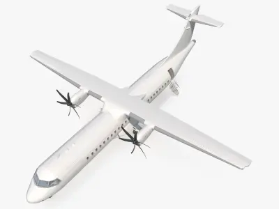  Civil Passenger Plane with Dual Propellers White Rigged for Maya 