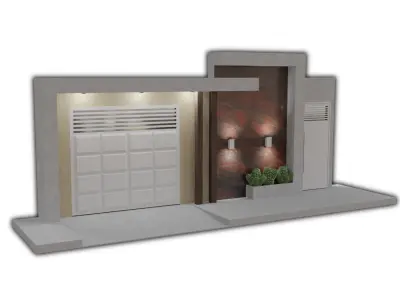 Door and modern facade LOWPOLY Low-poly 3D model