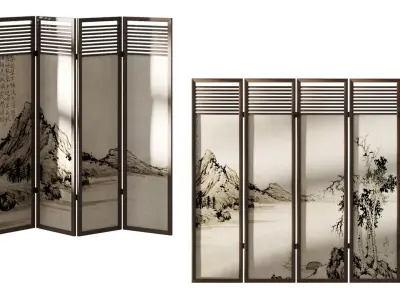 Chinese style screen 3D model