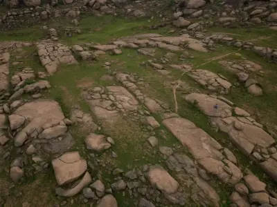 Rocky Plateau With Grass Strips Texture
