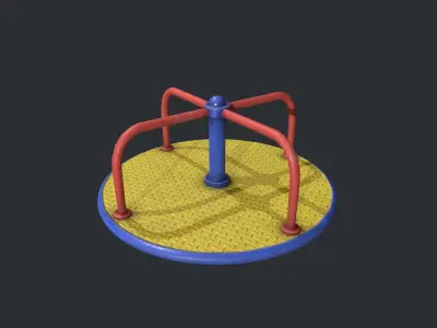Playground Roundabout - Yellow Low-poly 3D model