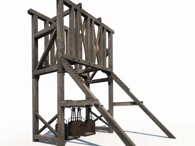 Old Mine Construction Low-poly 3D model