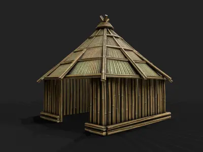 Bamboo Shelter 7 Low-poly 3D model