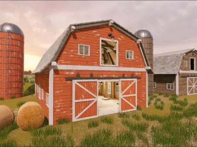 PBR Barn with insulation Low-poly 3D model