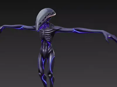 Alien creature in T-pose 3D model