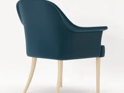 Chair collection leather with wooden legs 3D model